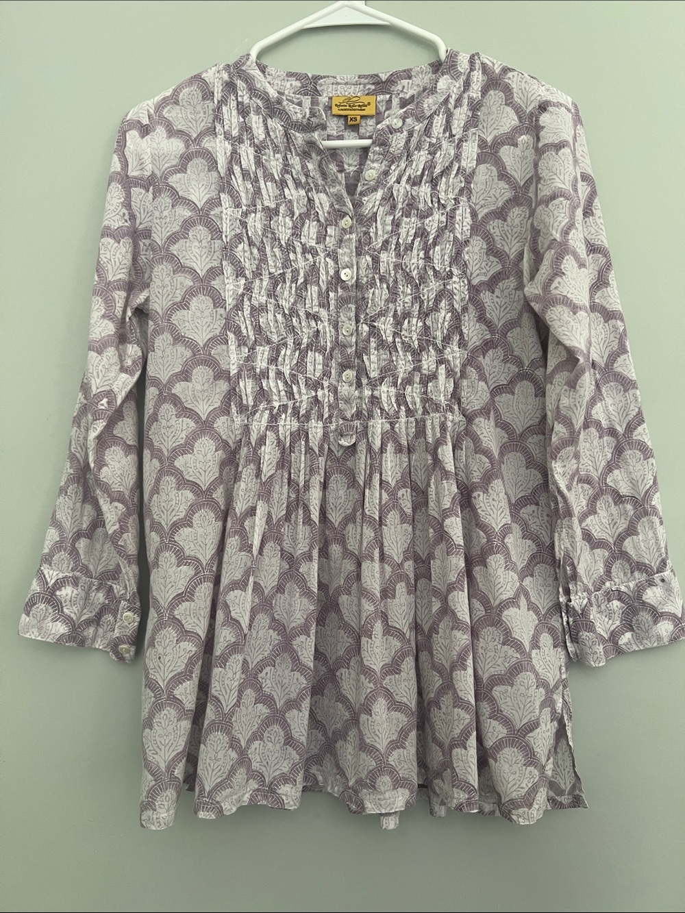 Roberta Roller Rabbit Purple and White Batik Print Tunic Top XS